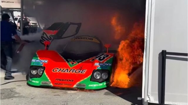 Try Not to Cry as a Rotary-Powered Mazda Le Mans Racer Goes up in Flames