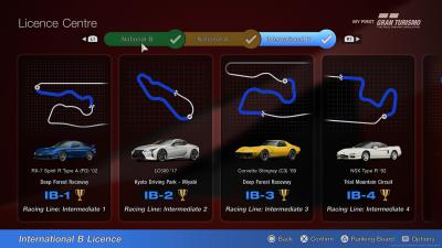 My First Gran Turismo, licence tests menu