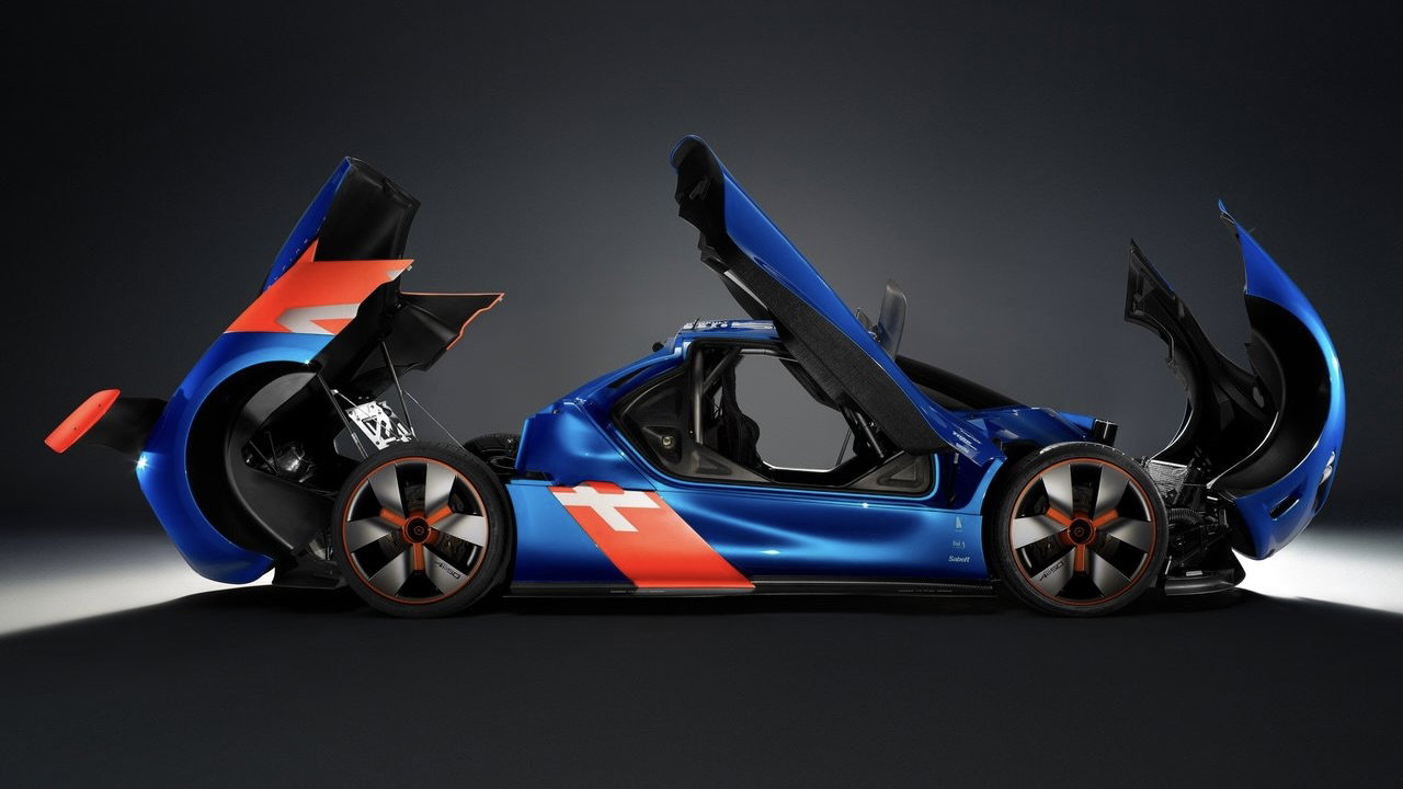 Renault Alpine A110-50 concept - side, doors and clamshells open