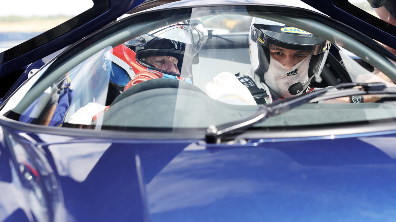 Johnny Herbert and the author in the Lola T70S
